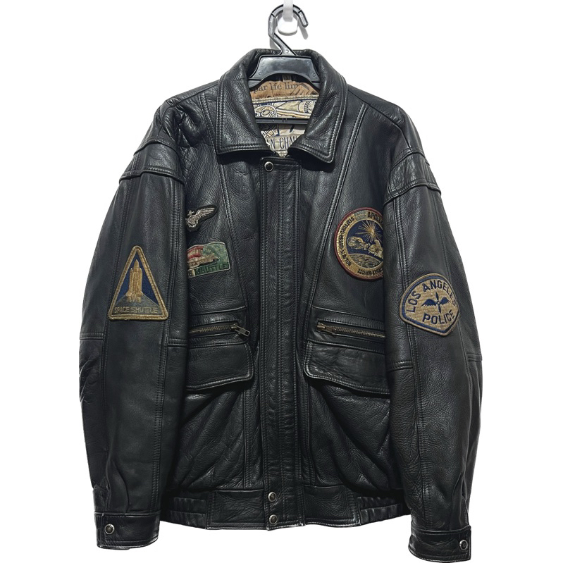 日本製 飛行員皮外套 洛杉磯警徽 美國太空梭 航空兵 Vintage Leather 古著皮衣 皮夾克