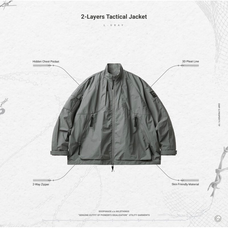 GOOPiMADE x WILDTHINGS 2-Layers Tactical Jacket L-Gray 1