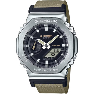 CASIO 卡西歐 G-SHOCK 八角 金屬錶殼 雙顯手錶-卡其 GM-2100C-5A 開學季禮物