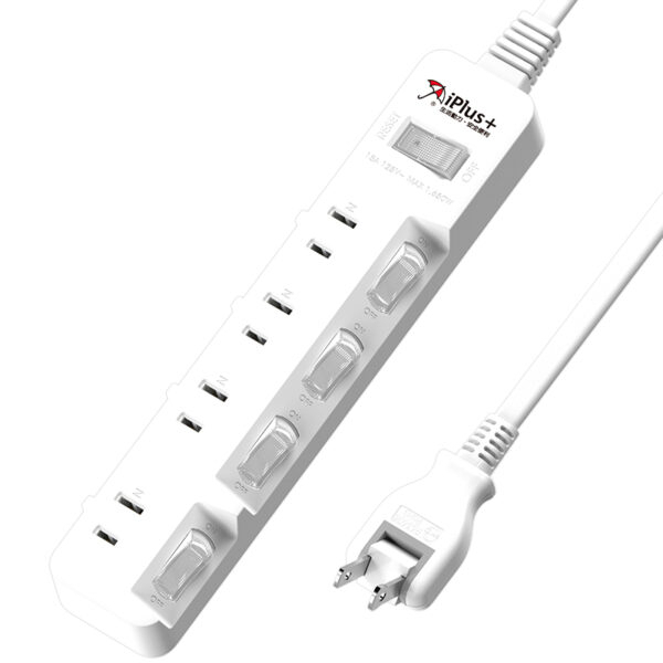 Plus+保護傘 2P延長線 旋轉插頭 5切4座 (PU-2546)