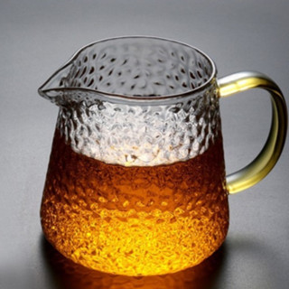 【破損包賠】槌紋公道杯 高顏值 帝王黃手把 茶海 分茶器 高硼矽耐熱玻璃