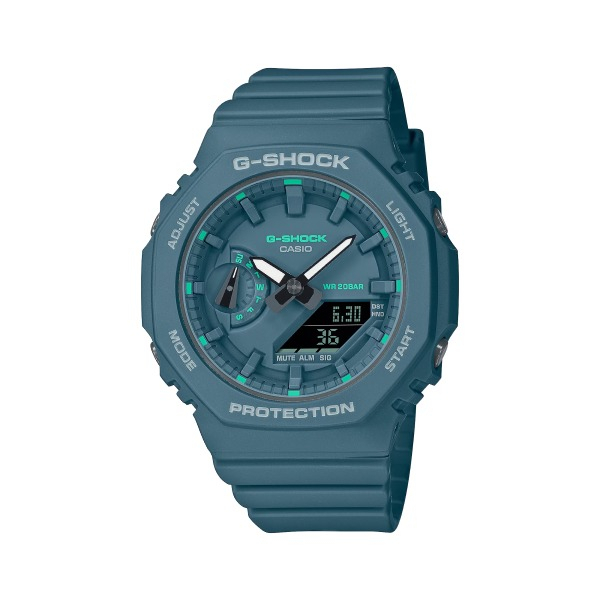 【CASIO G-SHOCK】纖薄輕巧耐衝擊八角運動腕錶-湖綠/GMA-S2100GA-3A/台灣總代理公司貨享一年保固