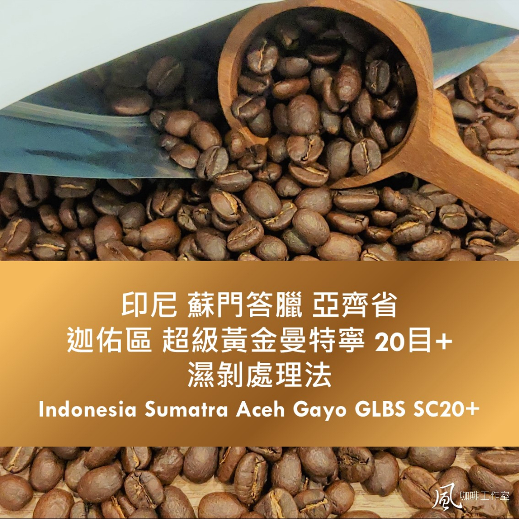 [風咖啡工作室]印尼蘇門答臘 亞齊 迦佑 超級黃金曼特寧 20目+ 濕剝法 最新產季 自家烘焙 單品 莊園精品咖啡豆