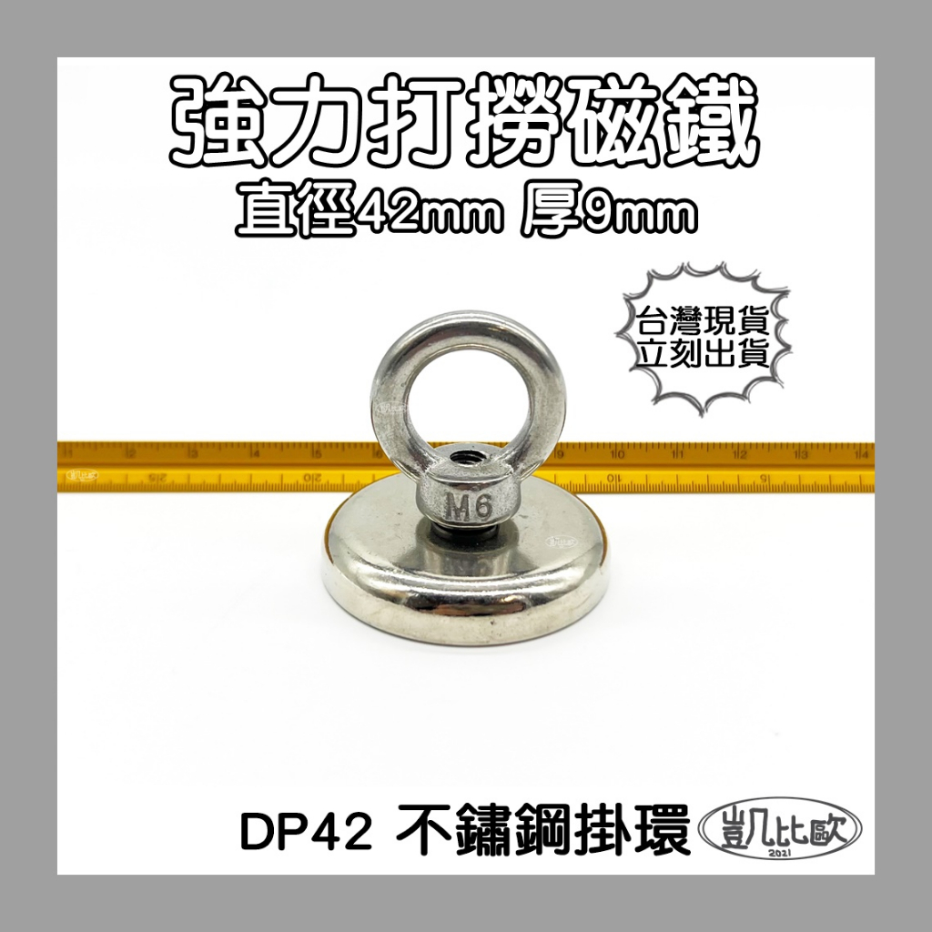 【凱比歐 A0379】DP42 釹鐵硼 強磁稀土磁 掛勾 磁勾 不鏽鋼掛環 磁石 吸鐵 強力磁鐵 磁勾 打撈磁鐵