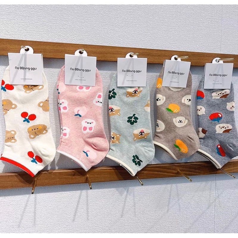 韓國襪子 滿版小動物 熊 兔子 柴犬 貓咪 短襪