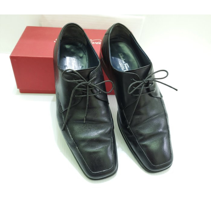 Salvatore Ferragamo 精品正品 黑色 男鞋 綁帶皮鞋 商務鞋 紳士鞋 休閒鞋 7.5 3E