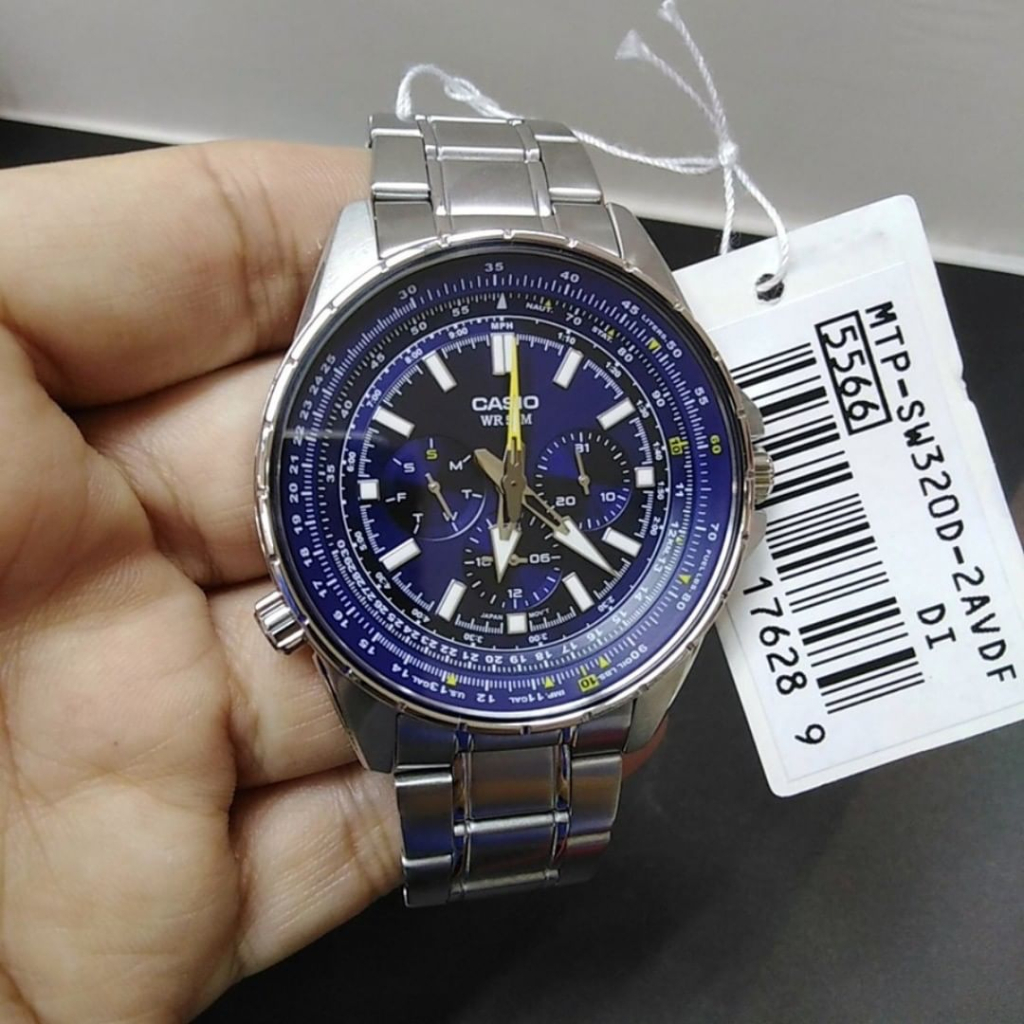 【金台鐘錶】CASIO 卡西歐 (藍面) 星期 日期 24小時 45mm (飛行錶) MTP-SW320D-2A