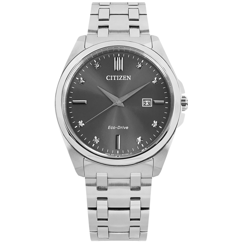 CITIZEN / 光動能 藍寶石水晶玻璃 日期 防水 不鏽鋼手錶 灰色 / BM7100-59H / 41mm