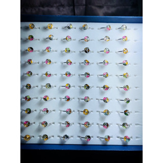 精品 糖果🍬 碧璽 彩虹碧璽 戒指💍（請看影片，每個都鑲3顆碧璽珠、非常漂亮🤩）活圍女戒