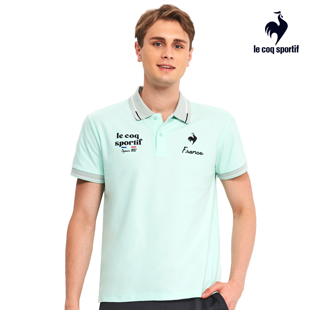 【LE COQ SPORTIF 法國公雞】涼感休閒經典短袖POLO衫-男款-水綠色-LWR21344