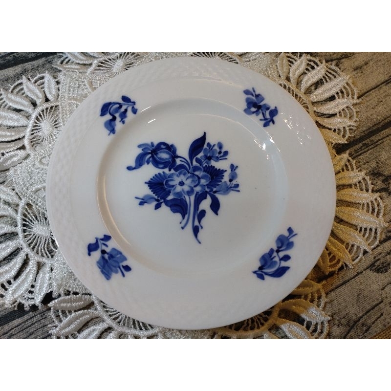 約1890s 稀有古董件/皇家哥本哈根 Royal Copenhagen 瓷器/手繪 藍花花束/點心瓷盤