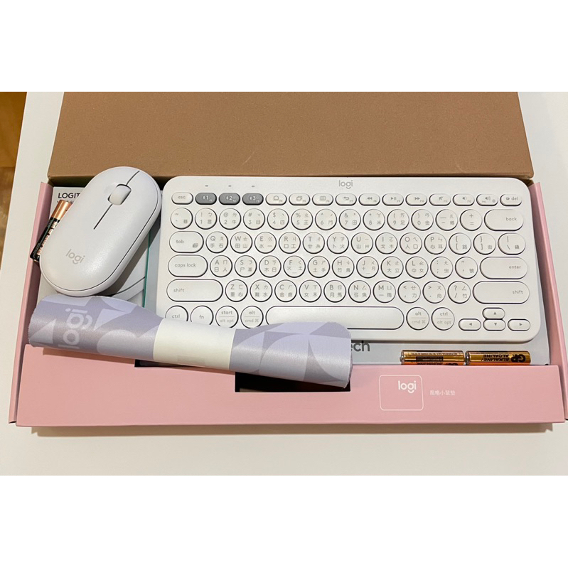 [二手]Logitech 羅技藍牙無線鍵盤滑鼠組K380 &amp; Pebble M350珍珠白色