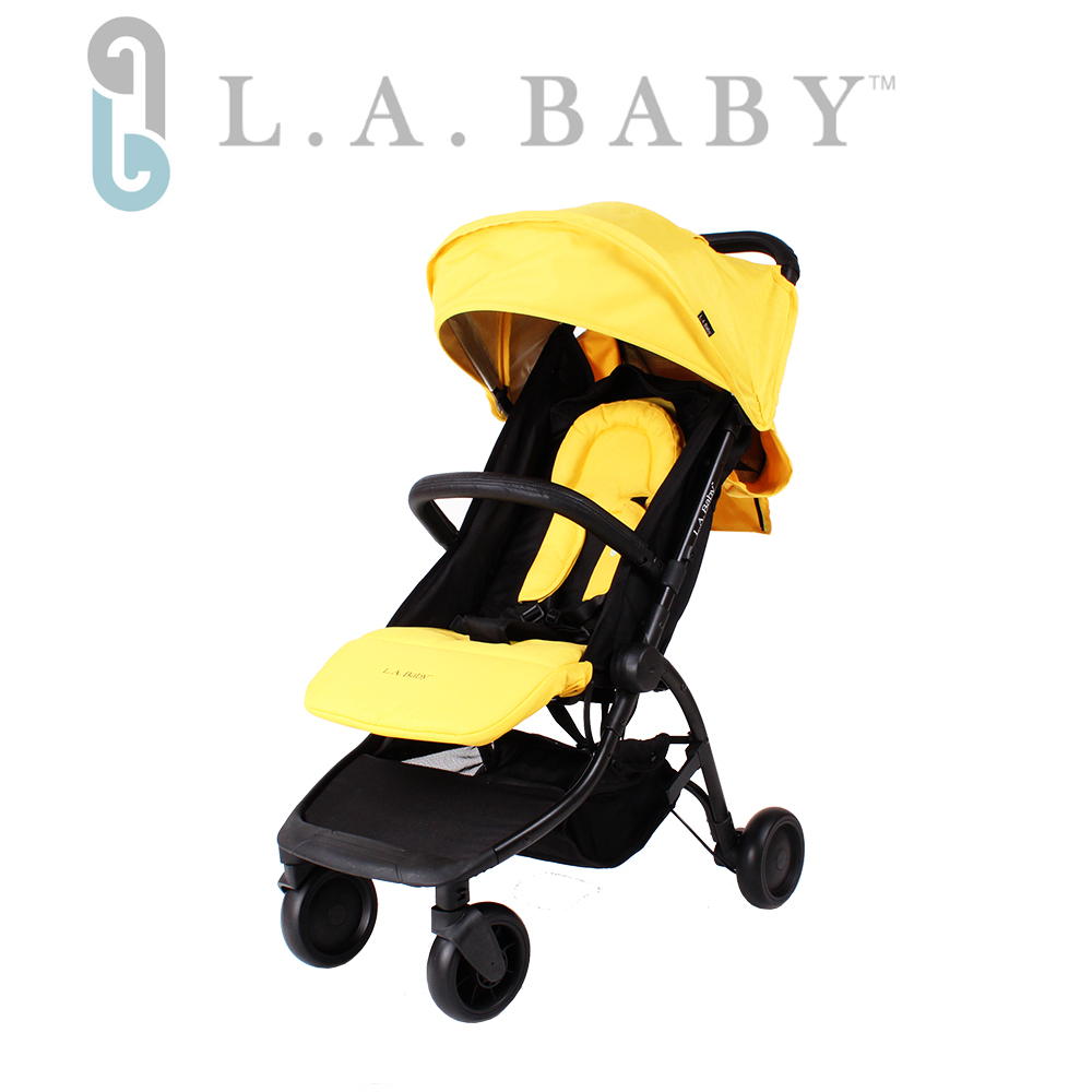 【L.A BABY 美國加州貝比】旅行摺疊嬰兒手推車(黃色/紅色)