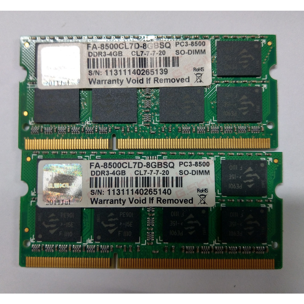 含稅  DDR3 8500 8GB 4G*2 共8G (2隻一組) FA-8500CL7D-8GBSQ 10R931