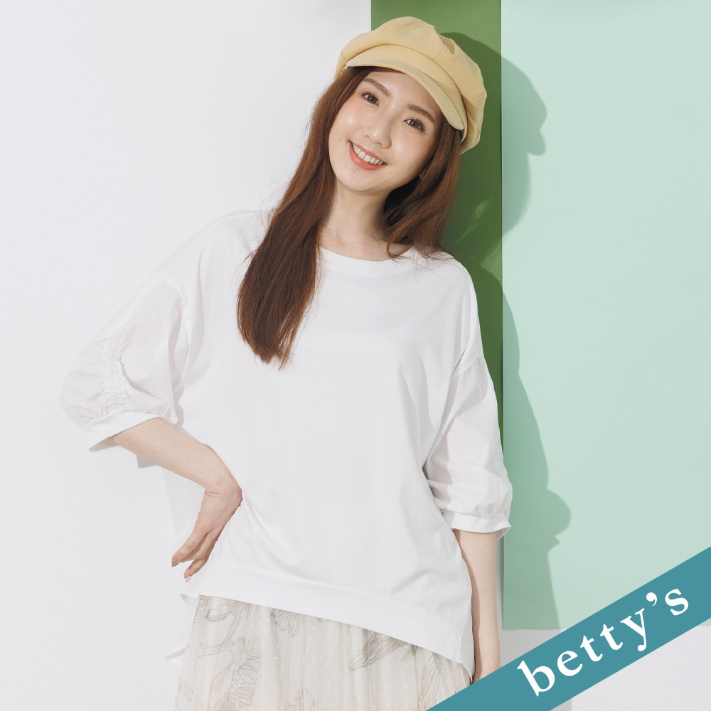 betty’s貝蒂思(21)素色拼接五分袖T-shirt(共二色)