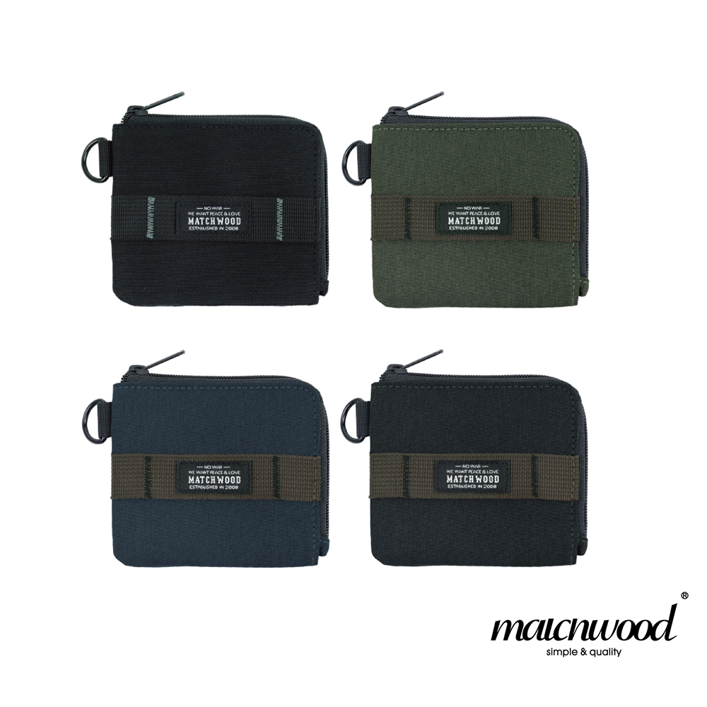 【Matchwood】Zip 拉鍊短夾 拉鍊皮夾 街頭硬派軍事工裝風格 軍綠/全黑/深藍/黑咖啡 4色 WL-004