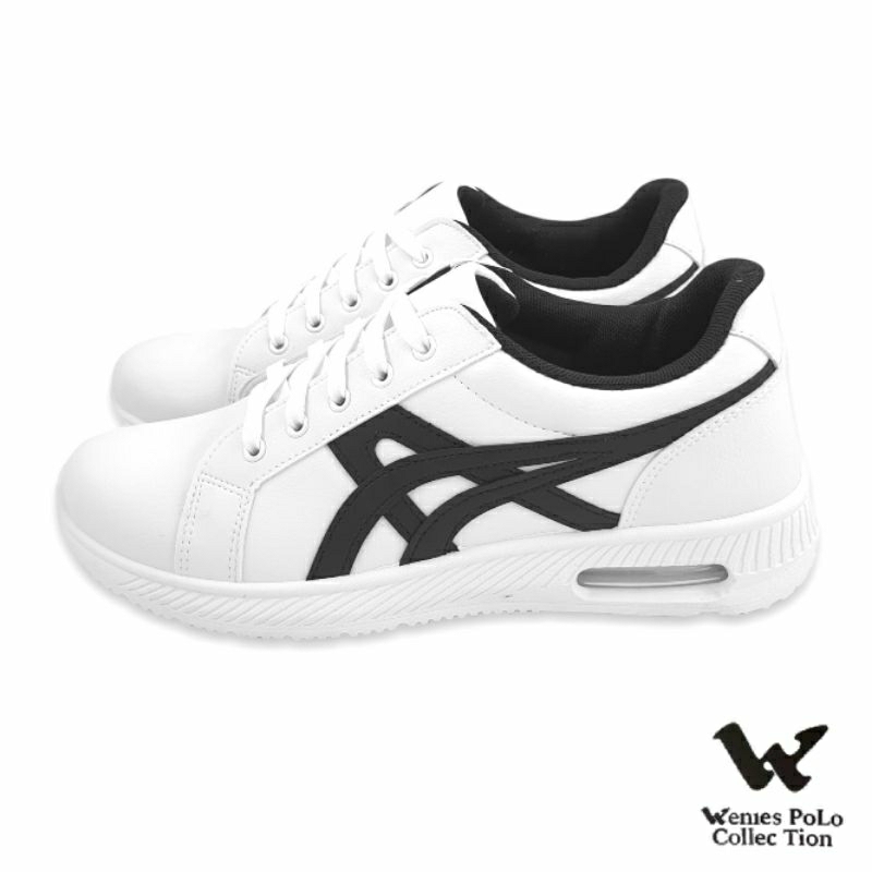 【MEI LAN】Wenies Polo (男) 防潑水 休閒 皮質 運動鞋 台灣製 6287 白黑 另有全黑色