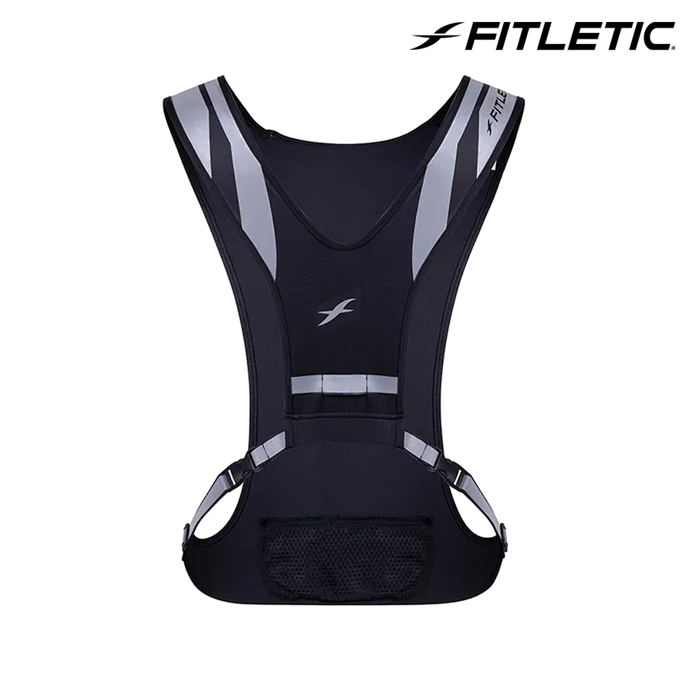 Fitletic 輕量跑步反光背心GLO VEST 黑色｜夜跑 路跑 慢跑 自行車 單車 機車族