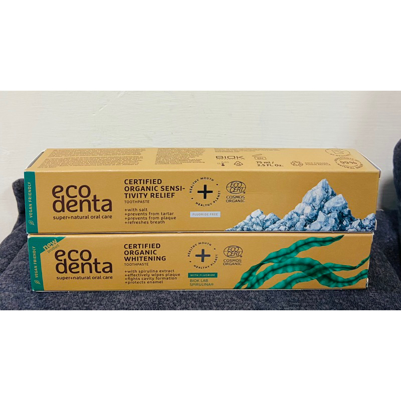 Eco denta 認證有機敏感緩解牙膏（含鹽） 認證有機亮白牙膏含螺旋藻