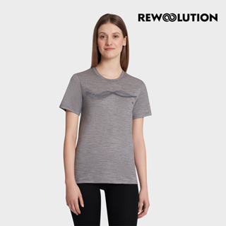 【Rewoolution】女 WAVES 140g短袖印花T恤(霧灰)美麗諾羊毛|CB1WC513 M1W010IJ14