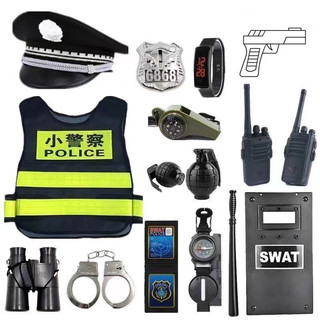 💥台灣出貨24H💥優質兒童警察服黑貓警長小孩交警大蓋帽電動玩具槍套裝男女童生日00