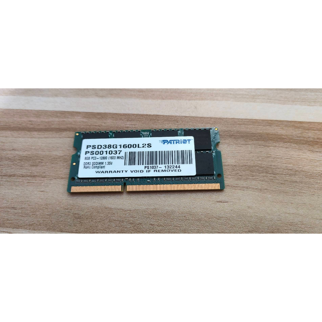 美商博帝 Patriot DDR3 1600 8GB 筆電用 高速記憶體