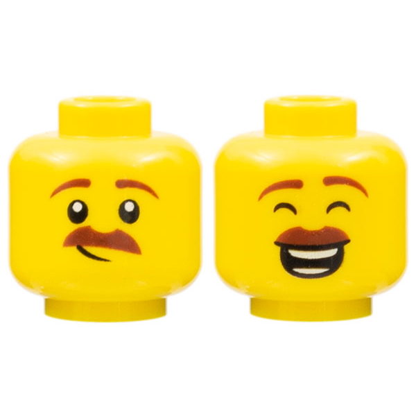 LEGO 樂高 黃色 人偶頭 雙面臉 紅棕色眉毛和小鬍子 3626cpb2148