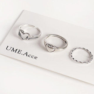 全純銀戒指 愛心戒指【UME】洗手可戴 不退色戒指 S925純銀戒指/可調戒圍戒指