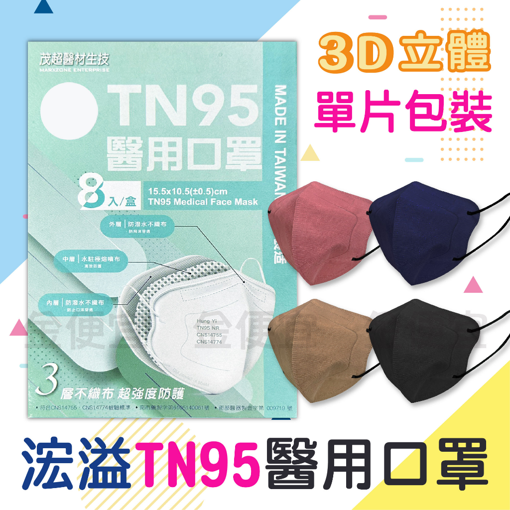 茂超 浤溢 TN95 醫用口罩 8片/盒 3D成人立體 口罩 成人口罩 單入包裝