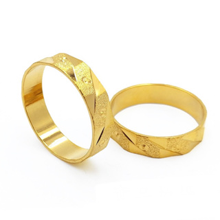 金戒指6~10號『H4321』圓點斜邊磨砂 情侶戒子 沙金對戒 鍍24K金色 金飾仿金 艾豆
