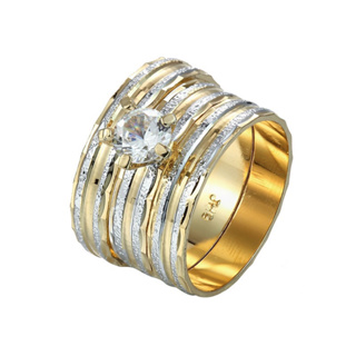 金線銀磨砂 鑽石金戒指 7-11號 鍍金 防退色 艾豆『H3062』