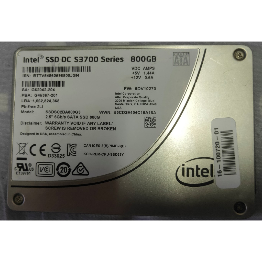INTEL DC S3700 800GB SATA SSD.