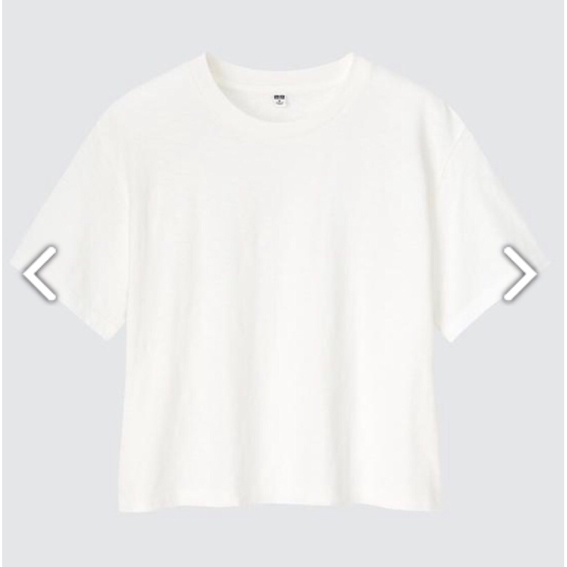 【Uniqlo】女裝夏季粗紡圓領短版T恤（短袖）清爽白T 夏季短袖上衣 素T 白色