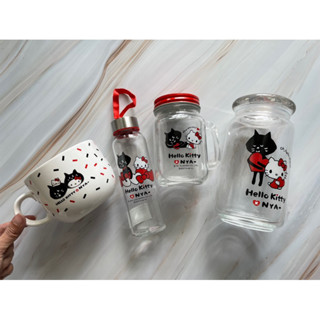 【愛咪雜貨小舖】全新現貨Hello Kitty X NYA 湯杯 馬克杯 咖啡杯 梅森杯 密封罐 玻璃罐 隨身瓶 水壺