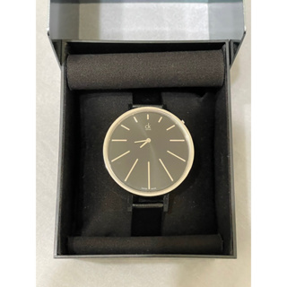 CK Calvin Klein K3E231C1 黑面耀眼光芒皮革錶帶女錶 手錶