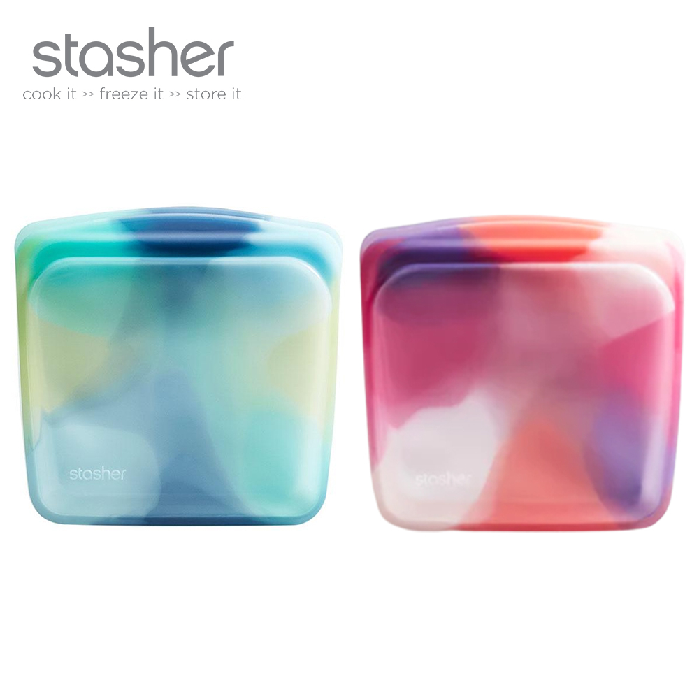 【Stasher】方形矽膠密封食物袋-特調粉 /特調藍   舒肥矽膠密封袋/環保袋/矽膠袋/食物收納袋
