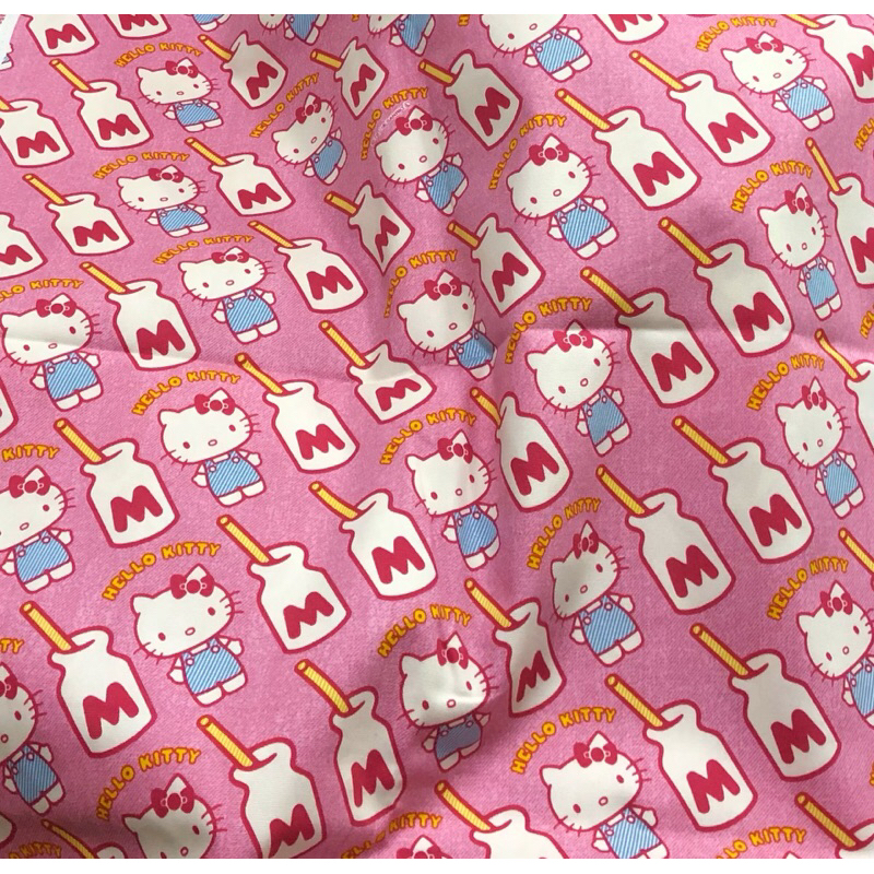 豬豬日本拼布 限量版權卡通布 三麗鷗Hello Kitty 牛奶瓶 厚棉布料材質