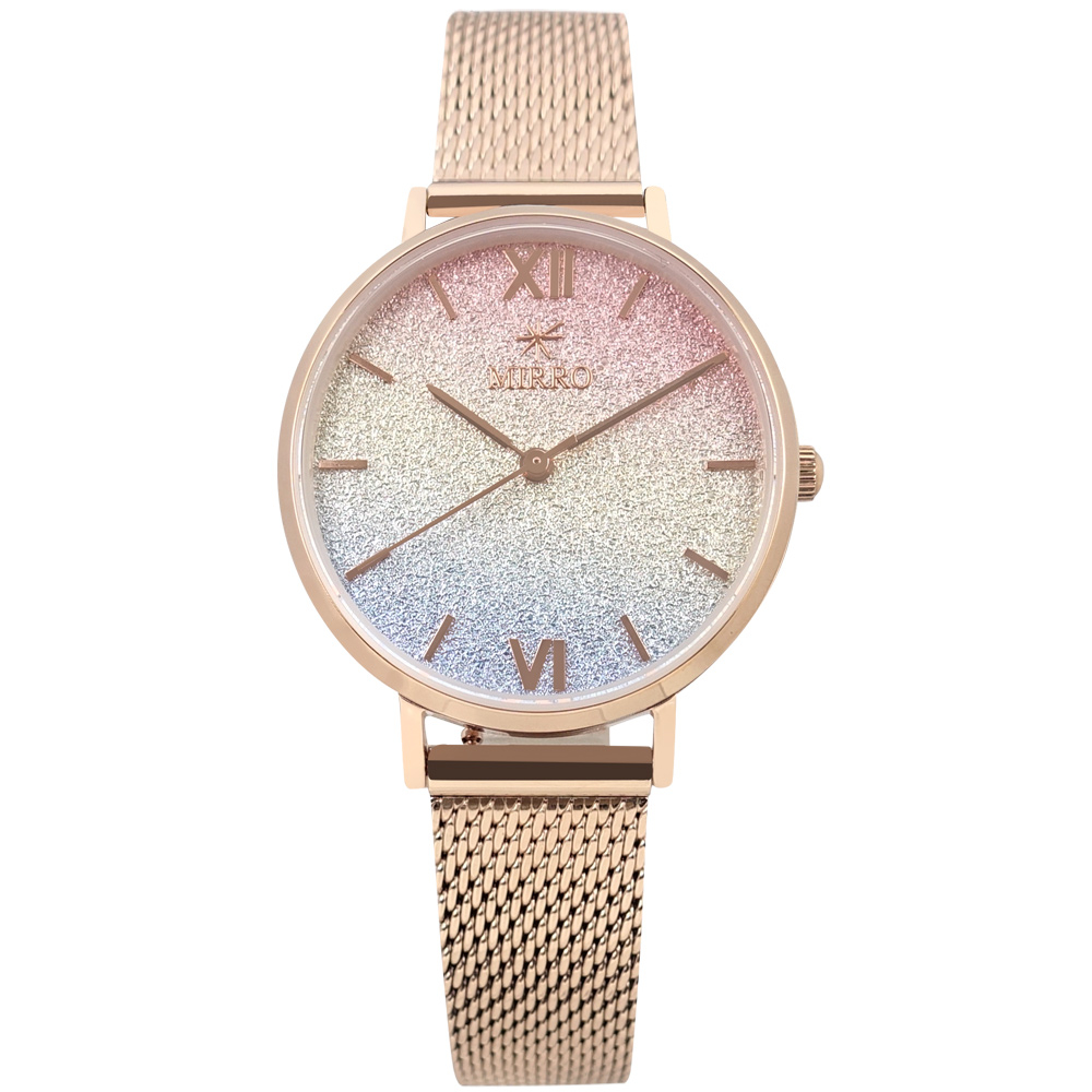 MIRRO 米羅 / 漸層星沙 米蘭編織不鏽鋼手錶 彩虹x鍍玫瑰金 / 6115KL-RRR / 32mm