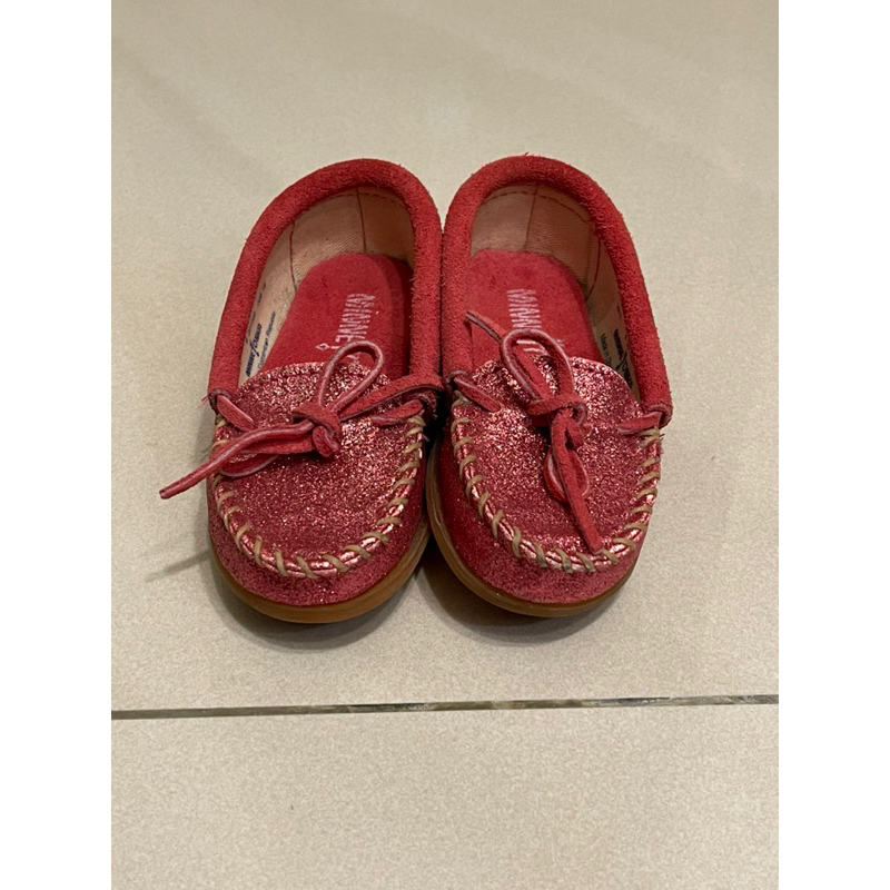 MINNETONKA莫卡辛限量款粉紅色金蔥 童鞋豆豆鞋 公主鞋 二手童鞋便宜賣15.5cm