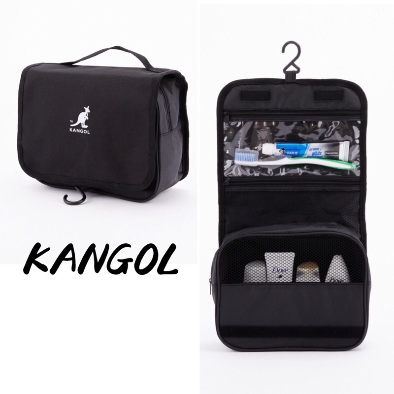 KANGOL 袋鼠 黑色 新一代 盥洗包 可掛式 旅行包 化妝包 輕旅行 出國 戶外旅遊 隨身包 旅行必備用品
