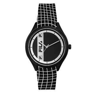 【FILA 斐樂】網格設計簡約造型腕錶-個性黑/38-321-202/台灣總代理公司貨享兩年保固