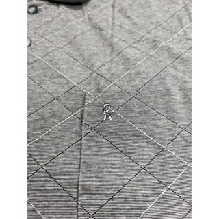 台灣製造 義大利品牌 Roberta di Camerino 深灰色格紋短袖口袋Polo衫