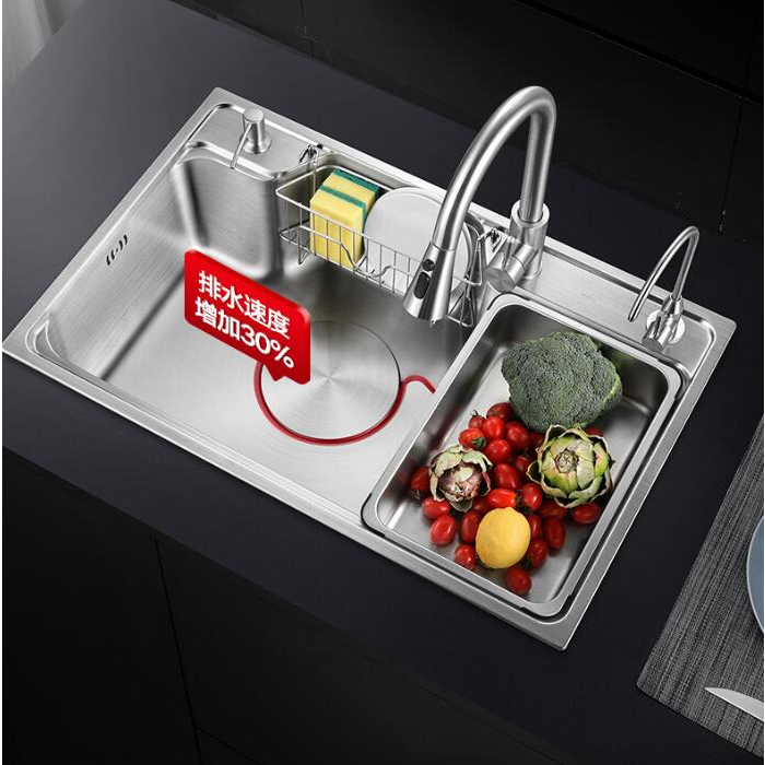 304不鏽鋼水槽日式水池廚房SUS家用水槽一體洗菜盆洗碗池洗手盆