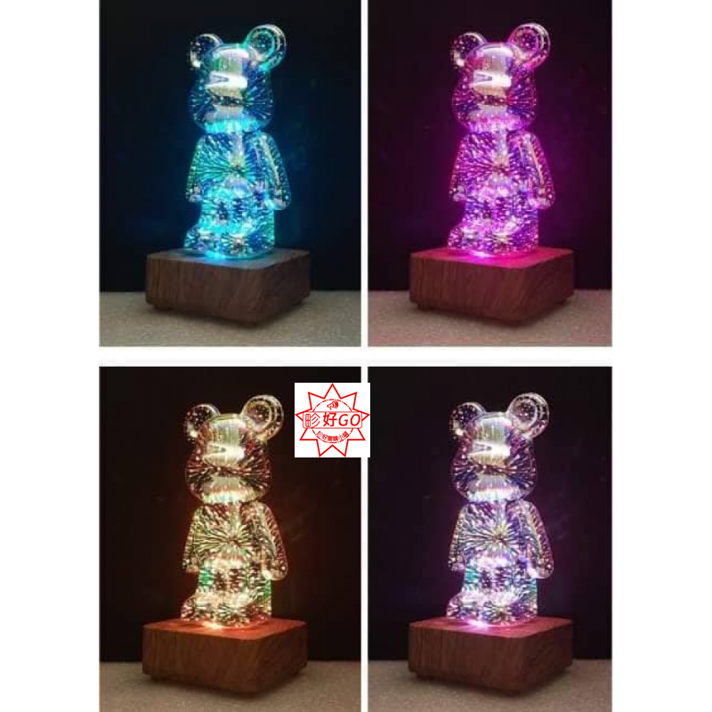 LED 3D煙花暴力熊小夜燈