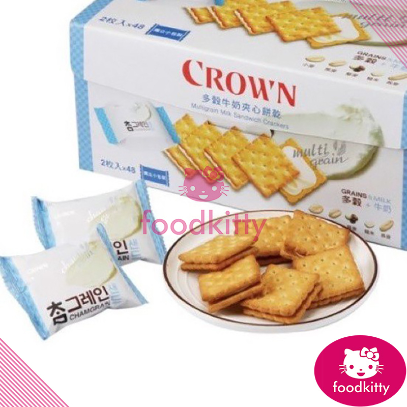 【foodkitty】 台灣出貨 韓國Crown 多穀牛奶夾心餅乾