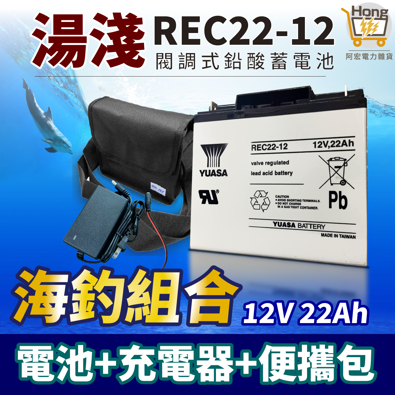 電力雜貨 釣魚 捲線器 露營 深循環電池 照明設備 攜行組 yuasa 湯淺電池 rec22-12 12v 22ah