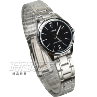 CASIO卡西歐 LTP-V005D-1B 簡約指針女錶 不銹鋼錶帶 防水手錶 學生錶 黑面【時間玩家】