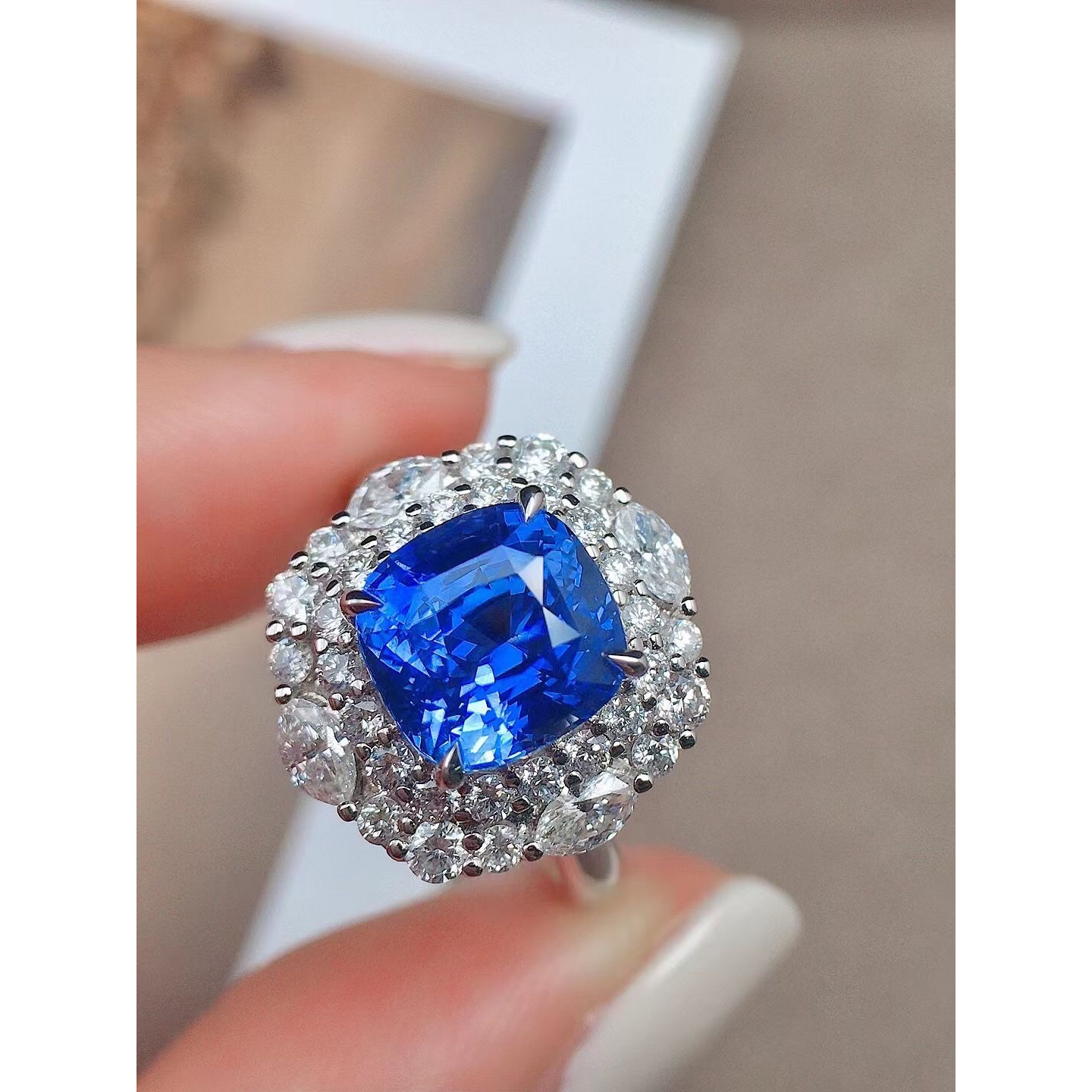 奧斯珠寶 無燒皇家藍 藍寶石戒指3.58克拉