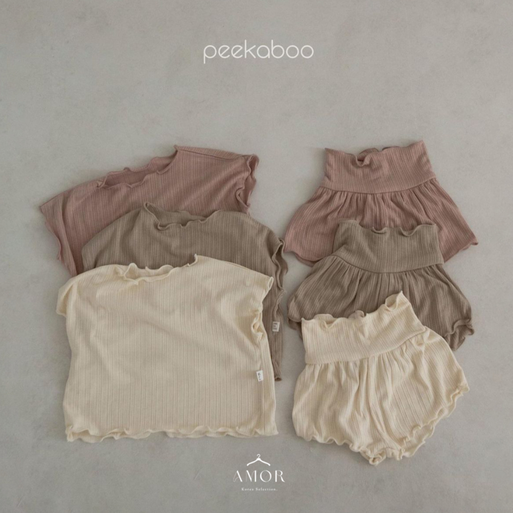 Peekaboo 涼感壓褶兒童套裝【現貨+預購】女童套裝 韓國童裝 寶寶衣服 嬰兒衣服 兒童上衣 兒童睡衣 兒童衣服