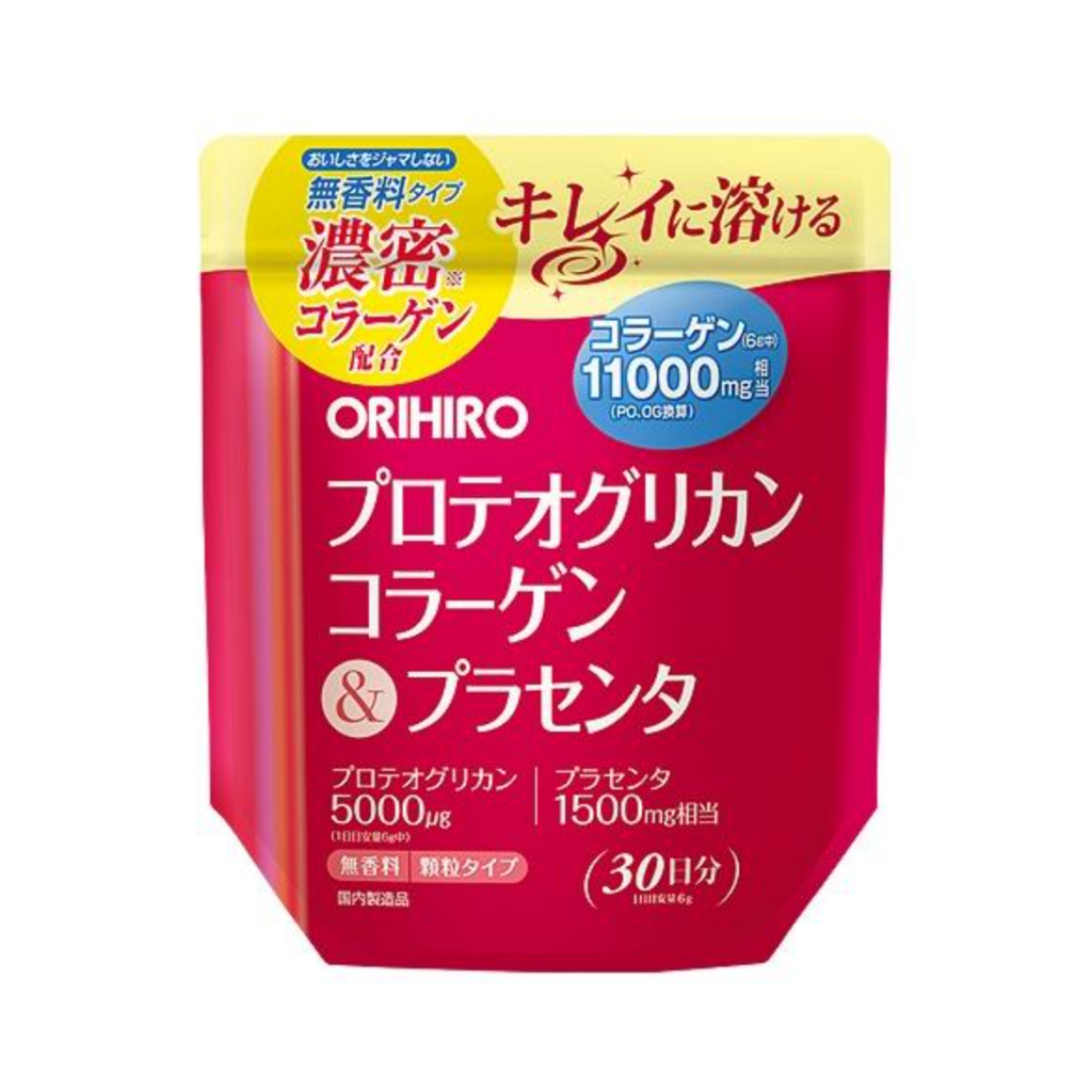 【日本直送】 ORIHIRO 蛋白聚糖膠原蛋白&amp;胎盤素配合 濃密膠原蛋白粉 30天份 180g 最新效期25年6月